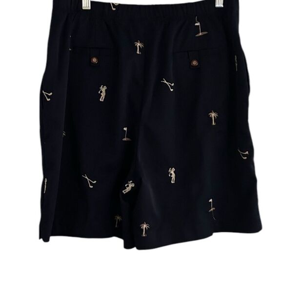 Coral Bay Golf Navy Shorts Embroidered Clubs Palm Tree Flat Front Size 14 - Picture 2 of 11